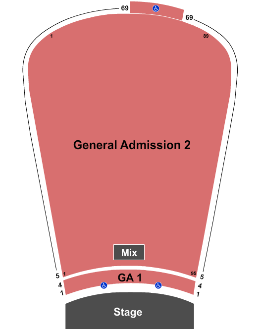 Red Rocks Amphitheatre GA1-1-4 GA2-5-69 Seating Chart