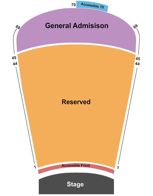 seating chart for Red Rocks Amphitheatre - RSV 2-44 GA 45-69 - eventticketscenter.com