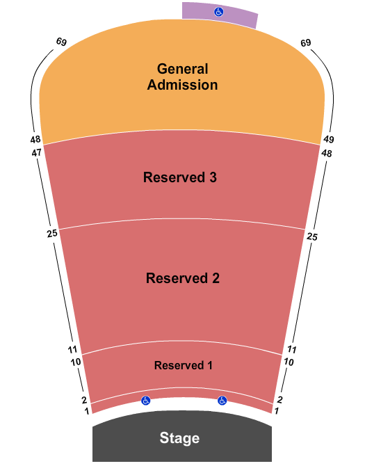 Red Rocks Amphitheatre Res2-10/11-24/25-47GA48-69 Seating Chart