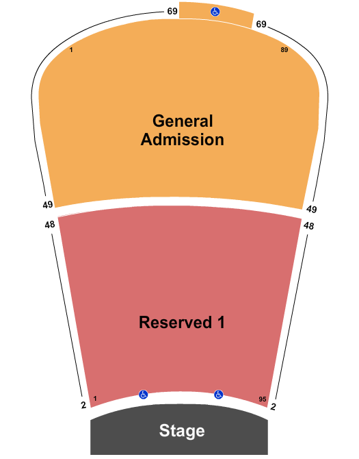 Red Rocks Amphitheatre Res 2-48 GA 49-69 Seating Chart