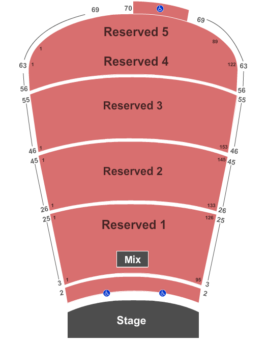 Red Rocks Amphitheatre Reserved 4 rows 2-69 Seating Chart