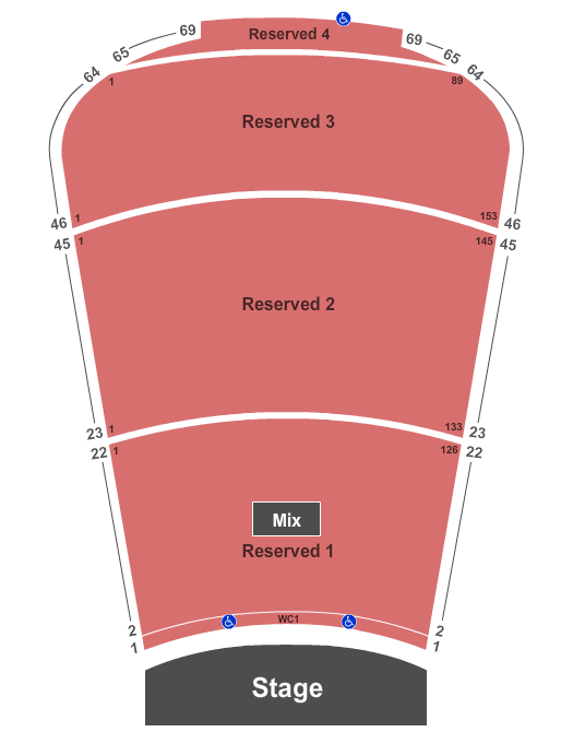 Red Rocks Amphitheatre Reserved 1-4 - No GA Seating Chart