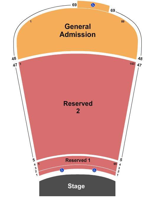 Red Rocks Amphitheatre Resv1 2-4  Resv2 5-47  GA48-69 Seating Chart