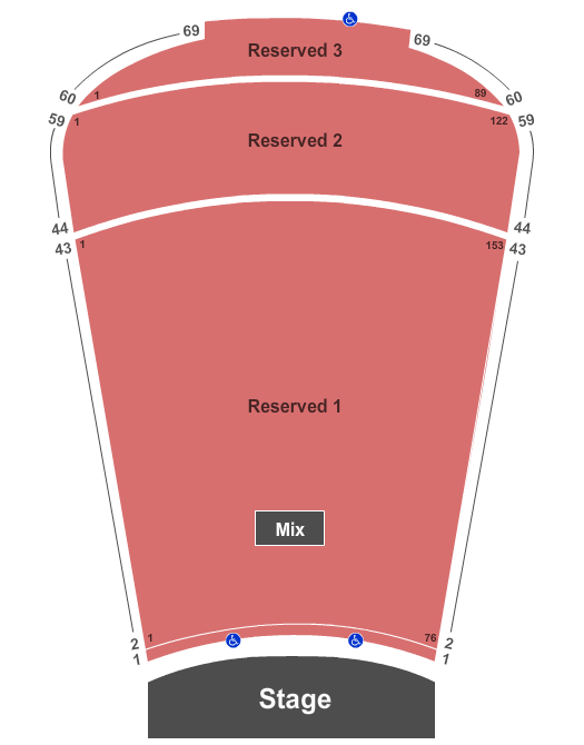 Red Rocks Amphitheatre Reserved 2-43 44-59 60-69 Seating Chart