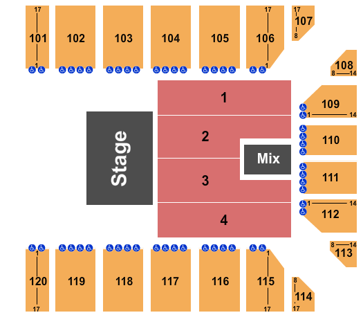 Reno Events Center Half House 2 - Flr 1-4 Seating Chart