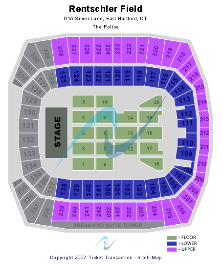 Pratt and Whitney Stadium At Rentschler Field The Police Seating Chart