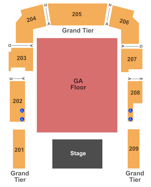 Bayou Music Center End Stage GA Seating Chart