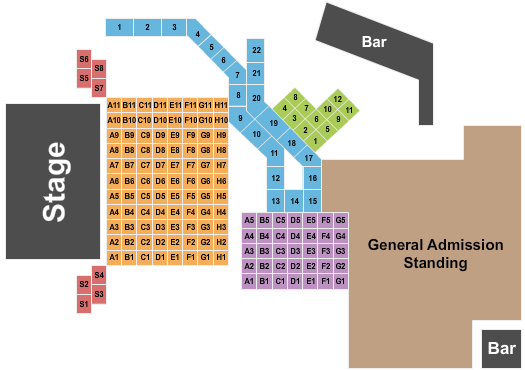 Revolution Concert House and Event Center Endstage Tables Seating Chart