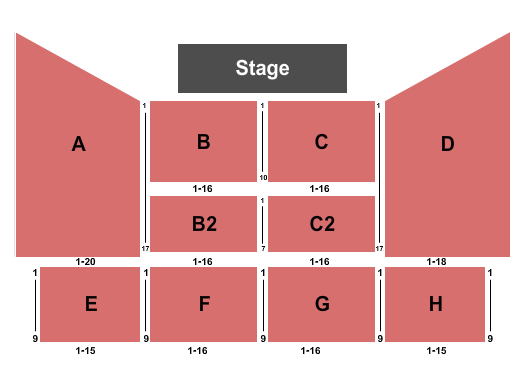 Event Center at Rhythm City Casino Resort End Stage Seating Chart