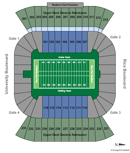 Rice Owls Stadium Football Seating Chart
