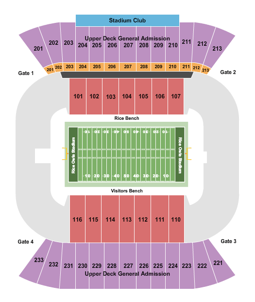 Rice Owls Stadium Seating Map
