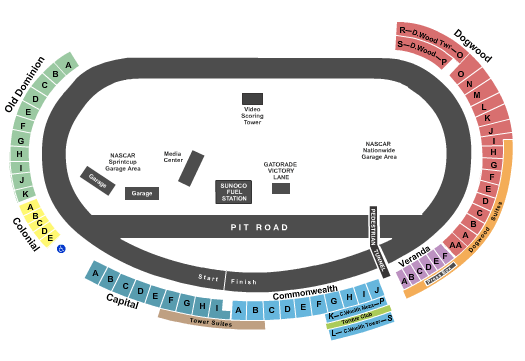 seating chart for Richmond International Raceway Racing - eventticketscenter.com