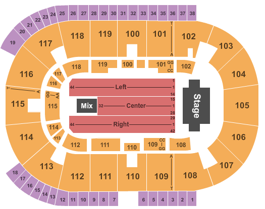 Coca-Cola Coliseum End Stage Seating Chart