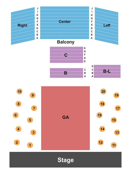 Ridglea Theater Endstage GA / Tables Seating Chart