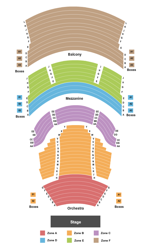 Bill Heard Theatre at RiverCenter for the Performing Arts Endstage Int Zone Seating Chart