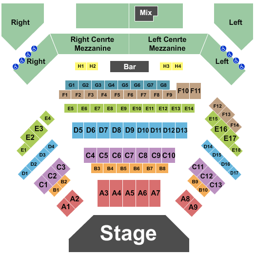 seating chart for River Rock Show Theatre - Thunder From Down Under - eventticketscenter.com