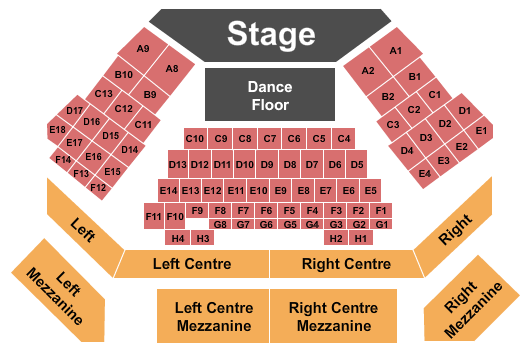 River Rock Show Theatre New Years Eve Spectacular - Dinner Show Seating Chart