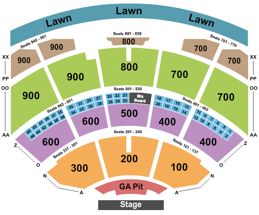 Riverbend Music Center End Stage GA Pit Seating Chart
