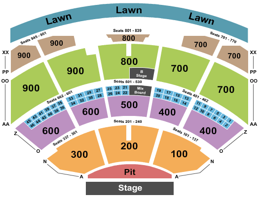Riverbend Music Center Endstage Pit - B Stage Seating Chart