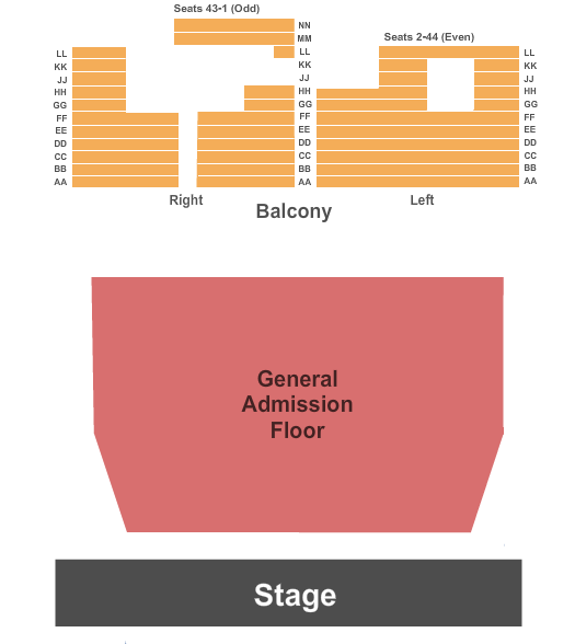 Riverside Municipal Auditorium Endstage GA Floor Seating Chart