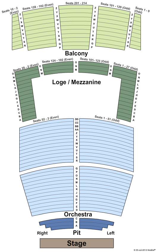 Berglund Performing Arts Theatre Endstage Pit Seating Chart