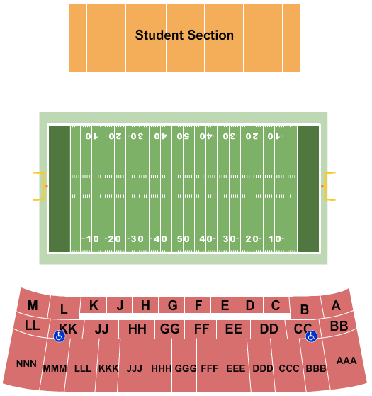 Robert W. Plaster Stadium Football Seating Chart