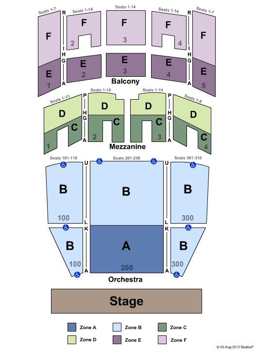 Robinson Center Performance Hall End Stage Zone 2 Seating Chart