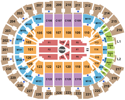 Rocket Arena Center Stage 1 Seating Chart