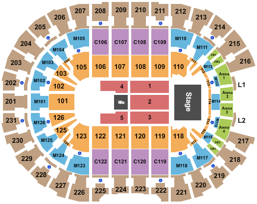 seating chart for Rocket Mortgage FieldHouse - Endstage 5 - eventticketscenter.com