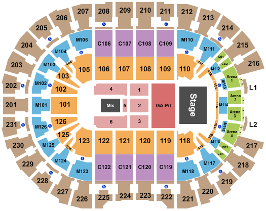 Rocket Mortgage FieldHouse Endstage GA Pit Seating Chart