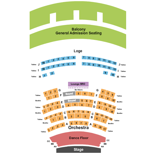 Rococo Theatre Endstage - Dance Floor 2 Seating Chart