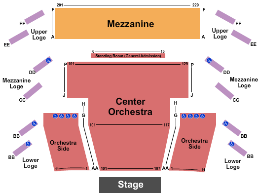 Roda Theatre at Berkeley Repertory Theatre End Stage Seating Chart