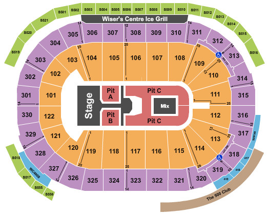 Rogers Arena Endstage Pit A-C Seating Chart