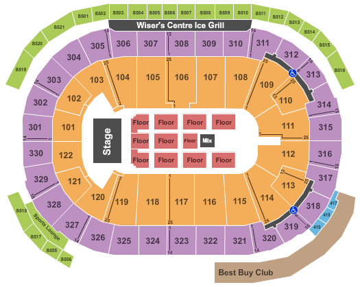 Rogers Arena Endstage - Full Concert Seating Chart