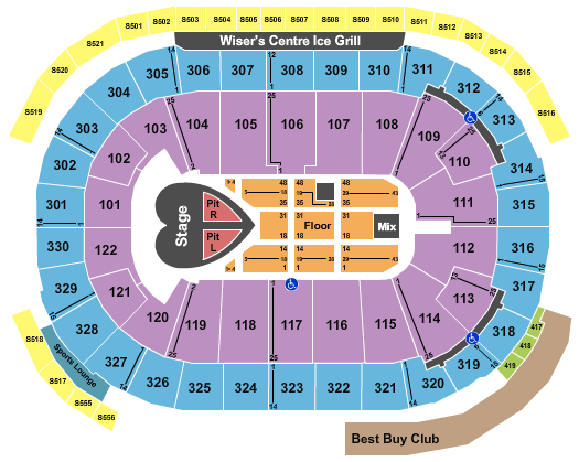 Rogers Arena Pink Seating Chart