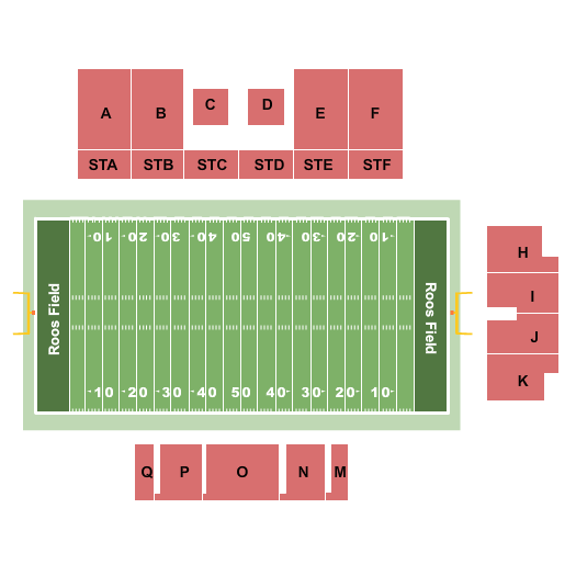 Roos Field Football Seating Chart