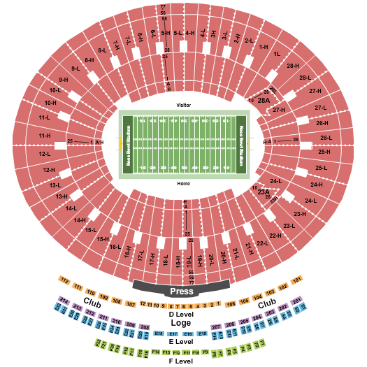 Rose Bowl Stadium - Pasadena Football Seating Chart