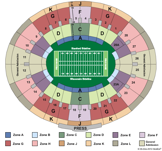 Rose Bowl Stadium - Pasadena Rose Bowl Zone Seating Chart