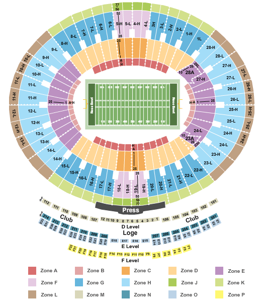 Rose Bowl Stadium - Pasadena 2018 Rose Bowl - IntZone Seating Chart