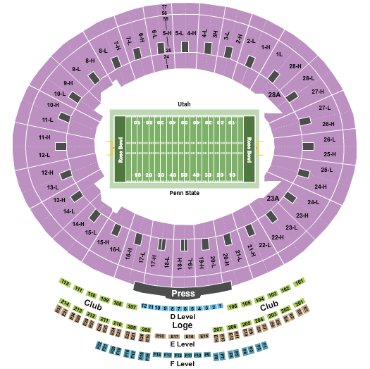 Rose Bowl Stadium - Pasadena 2023 Rose Bowl Seating Chart