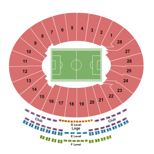 Rose Bowl Stadium - Pasadena Club World Cup Seating Chart