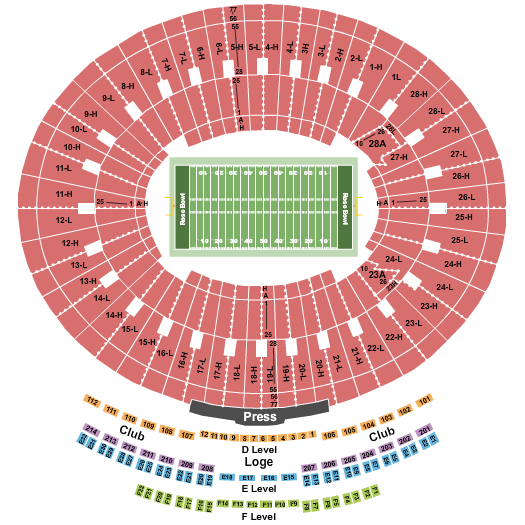 Rose Bowl Pasadena Concert Seating Chart