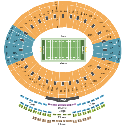 Rose Bowl Seating Chart For Soccer Games