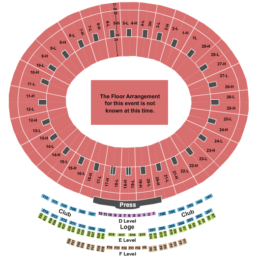 Rose Bowl Stadium - Pasadena Generic Floor Seating Chart