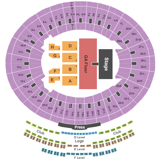 Rose Bowl Stadium - Pasadena Green Day Seating Chart