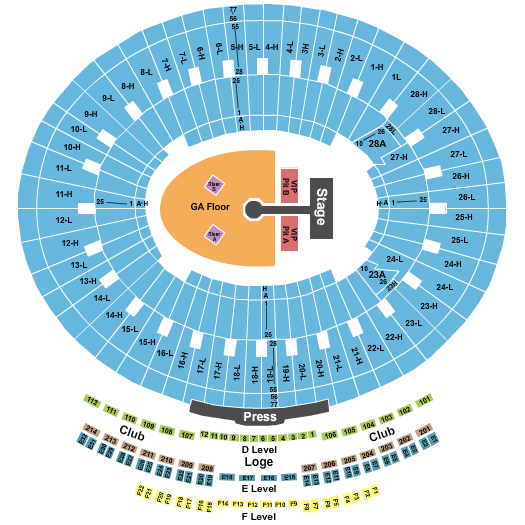 Rose Bowl Stadium - Pasadena Seating Map