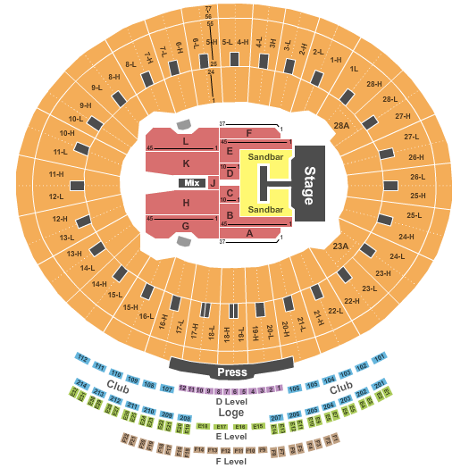 Rose Bowl Stadium - Pasadena Kenny Chesney Seating Chart