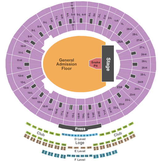 Rose Bowl Stadium - Pasadena Metallica Seating Chart