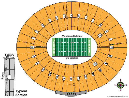 Rose Bowl Stadium - Pasadena Rose Bowl 2011 Seating Chart