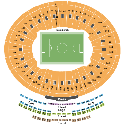 seating chart for Rose Bowl Stadium - Pasadena - Soccer - No GA - eventticketscenter.com